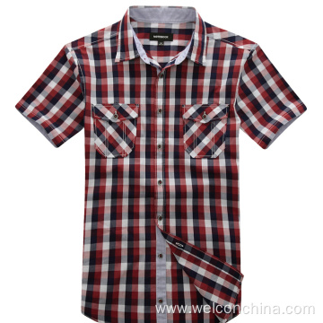 Summer Breathable Checked Short Sleeves Mens Shirt